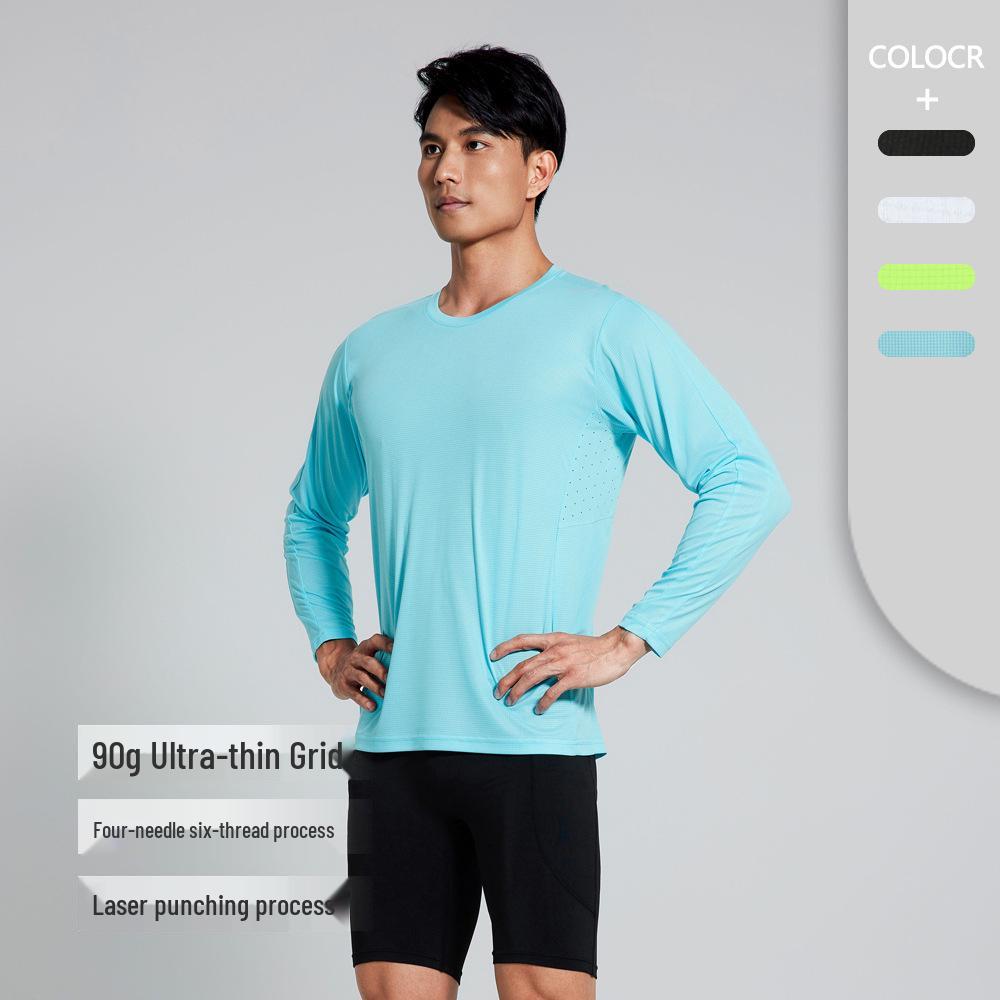 

Men s Quick-Dry Long Sleeve Running Shirt - Autumn Crew Neck Fitness Top M белый