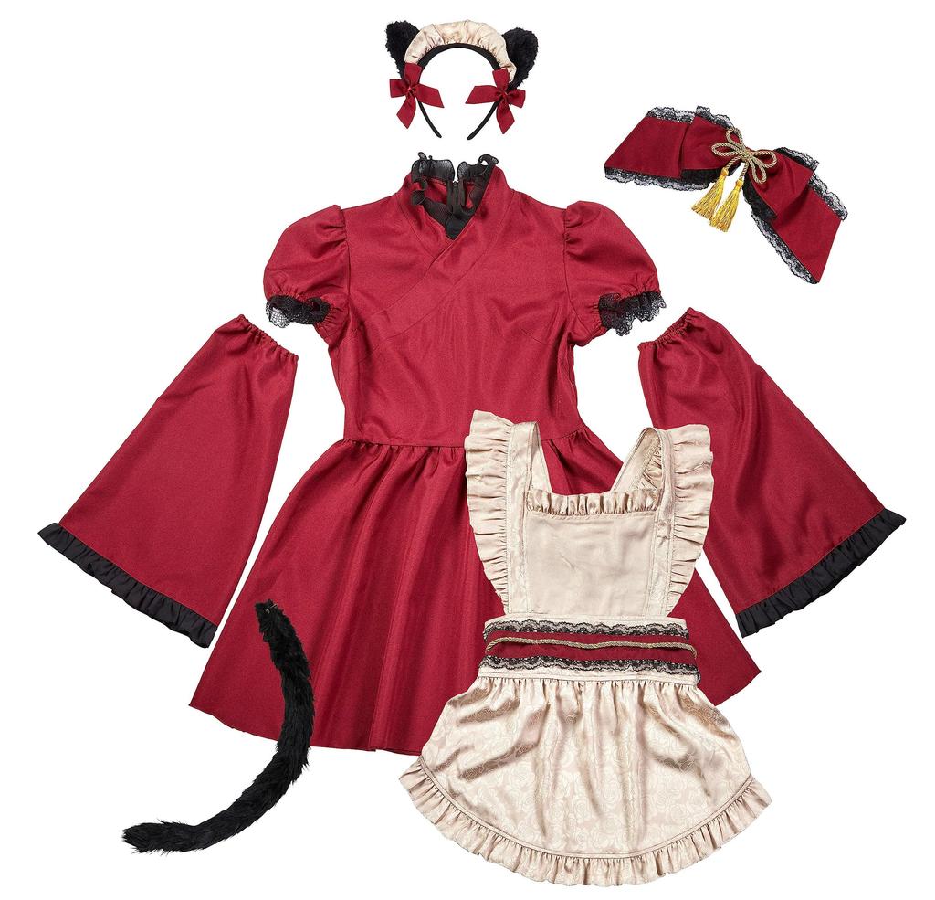 Clearstone High-Classism Halloween Cat Maid Costume for Women (Red)