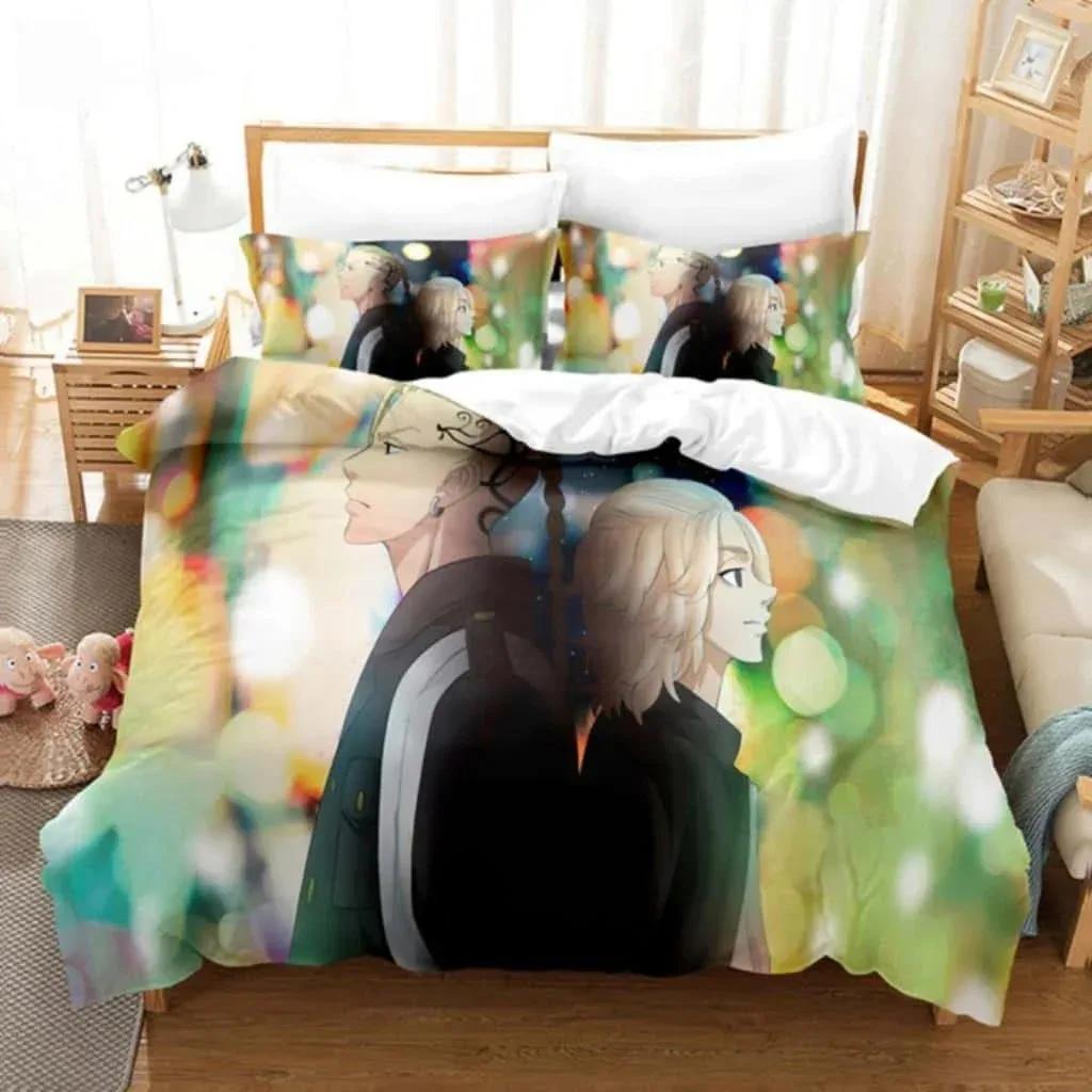 3D Anime Tokyo Revengers Bedding Set Polyester Double Single Full Size Anime Bed Set Adults Teens Bedroom Luxury Duvet Cover Set