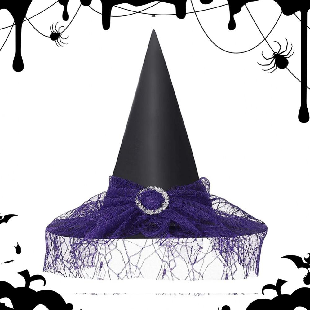 Halloween Witch Hat Decoration Props Reusable Witches Hats Cloth Adult Children Cosplay Hat Prop Party Cosplay Polyester Taffeta