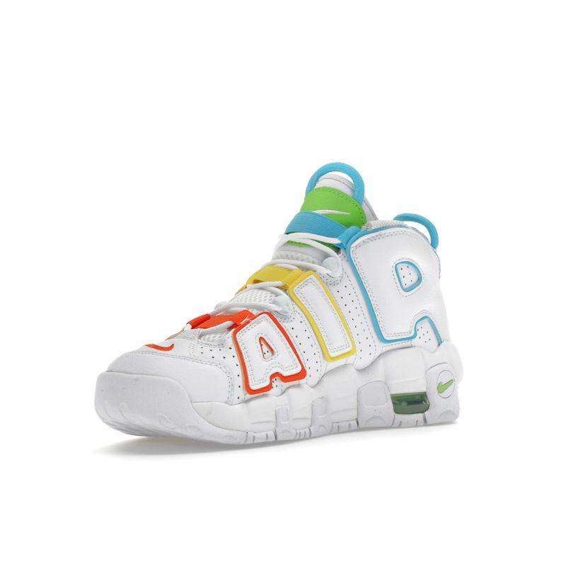 Nike Air More Uptempo GS White Rainbow Kids Sneakers Multi-Color Opti-Yellow Safety-Orange FJ4624-100