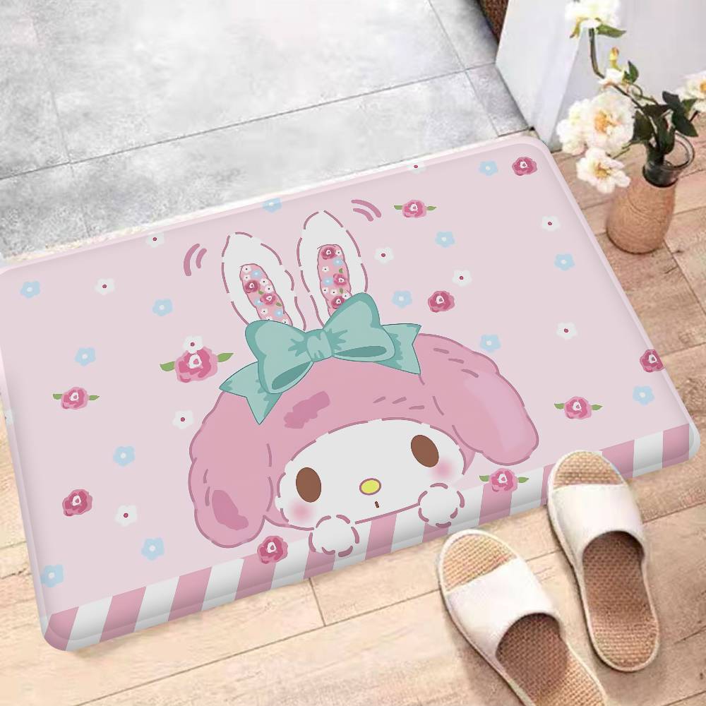 Cute M-my Melody Bathroom Mat Anti-slip Absorb Water Long Strip Cushion Bedroon Mat Welcome Doormat