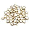 1Pc Mini White Artificial Pearl Baroque Heart Pendant, Elegant Golden Wrapped Edge Charms for DIY Women Necklace Keychain Hanging Decor Accessories