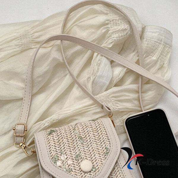 Tobit Embroidered Flower Bag Structured Bag Envelope Bag Mini Bag Auxiliary Bag Rattan Bag Crossbody Women's Bag (2 Colors)