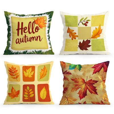 Autumn Maple Leaf Theme Pillowcase Printed Polyester 45x45cm Throw Pillowcover Decorative Sofa Cushion Pillowslip Home Decor