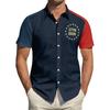 Men's Independence Day Printed Collared Top Men's Casual Sports Short-Sleeve Shirt