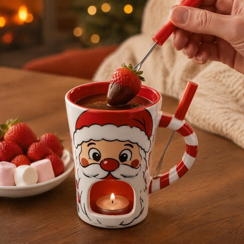 Ceramic Chocolate Melting Cup With Fork Ceramic Candle Warmer Chocolate Melting