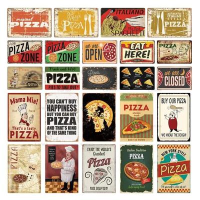 Delicious Bakery Food Metal Painting Wall Art Metal Tin Signs Cafe Kitchen Decor Pizza Poster Vintage Plaque Wall Kitchen Decor