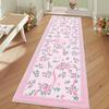 Corridor Carpet Runner Rug Machine Washable Non-slip Floor Mat Green Carpets Floral Ribbon Design Spring Home Decor Rugs