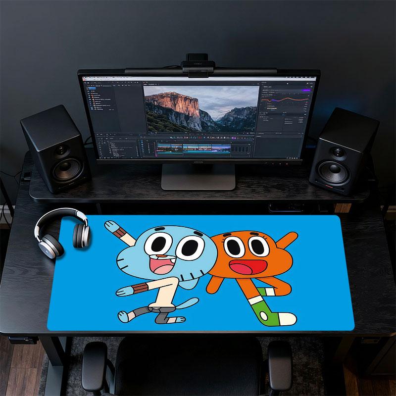 The Amazing World of Gumball Cartoon Art Mouse Pad, Large Gaming Desk Mat, Non-slip XXL Mousepad for Laptop & Tablet, Mini PC Playmat with Stitched Ed