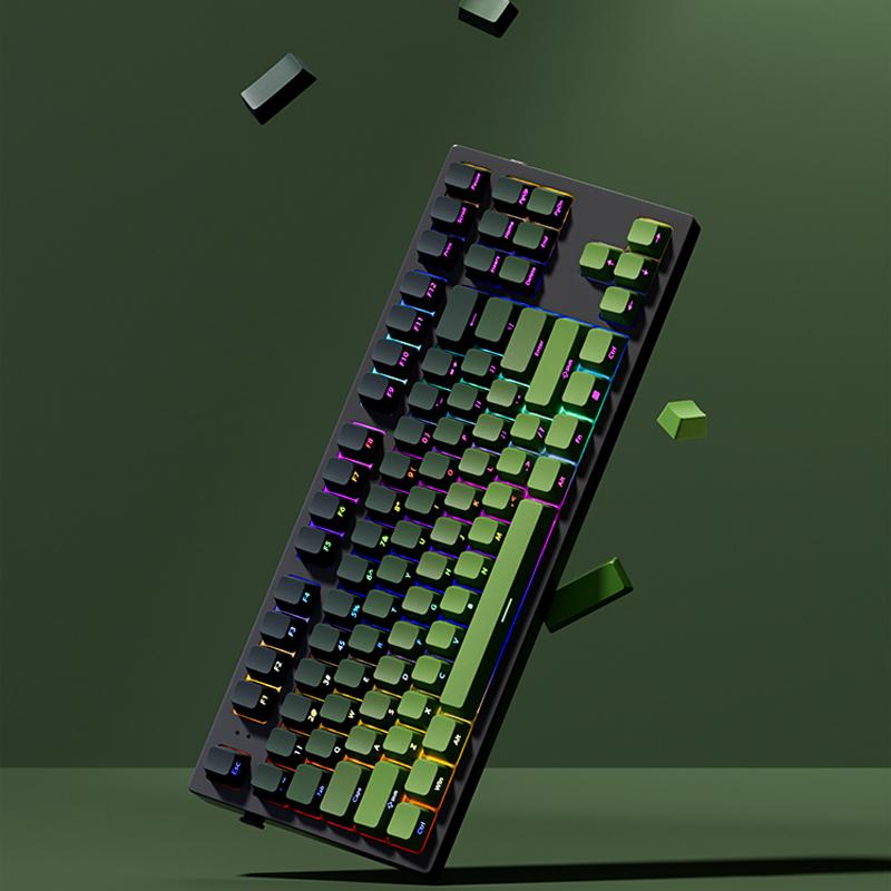 Gradient Matcha Side Printed Keycaps PBT Double Shot Shine Through Keycaps OEM Profile 135 Keys for MX Switches Gaming Keyboards