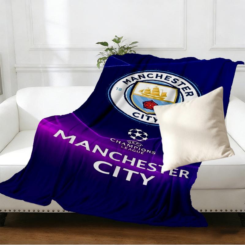Manchester City FC Print Blanket - Soft & Comfortable, for Bedroom, Travel, Sofa, Home Decoration - Birthday Christmas Gift for Friend