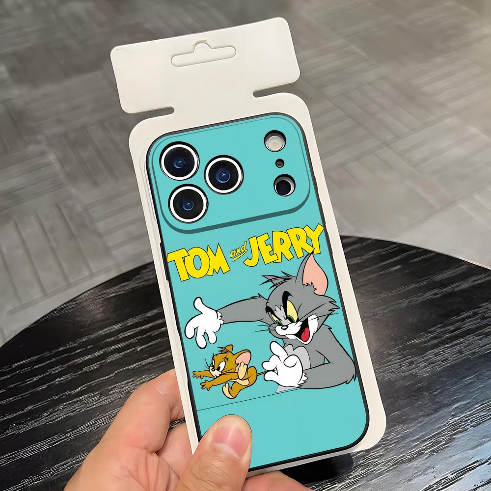 AniME-T-Tom And J-Jerry Kawaii Phone Case For IPhone 17 Air 16 E Pro Max 15 14 13 Mini 12 Pro 11 Max Plus Black Soft Shell