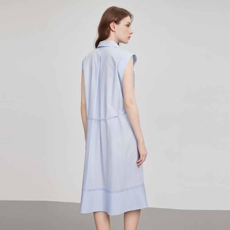 ELLE Solid Color Fashion Commuter Style Sleeveless Dress Women dresses Blue EL51415