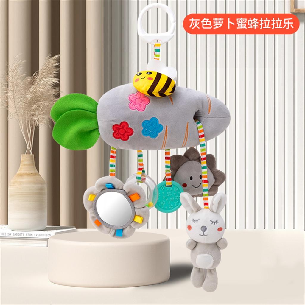 Pull String Baby Rattle Toy, Stroller Hanging Pendant, Sensory Grasp Training Toy, Car Seat Hanging Soothing Toy for Newborn Infant 0‑12 Months