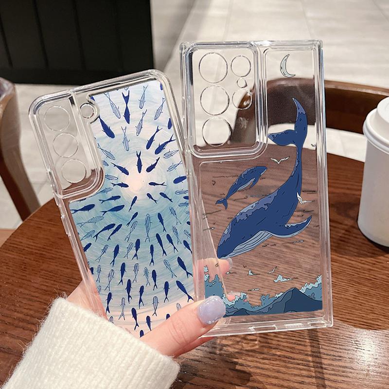 Whale Shark Print Case For Samsung Galaxy S25 S24 S23 S22 Ultra S24 FE A17 A16 A56 A55 A54 A15 A35 A26 A36 5G TPU Phone Cover