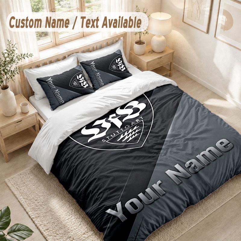 Custom Name Bedding Set 3 PiecesVfB Stuttgart FC Print Duvet Cover + 2 Pillowcases Soft Bed Decor