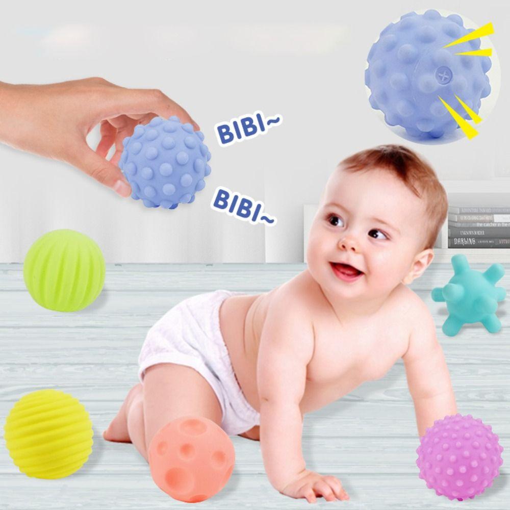 6pcs Montessori Develop Baby's Tactile Senses Toy Soft Rubber Baby Touch Hand Ball Toys