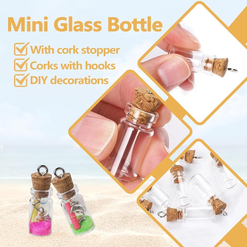 30 Pack Small Glass Bottles with Cork Stoppers, Small Mini Glass Bottles Tiny Jars with Cork Lids, 1ml