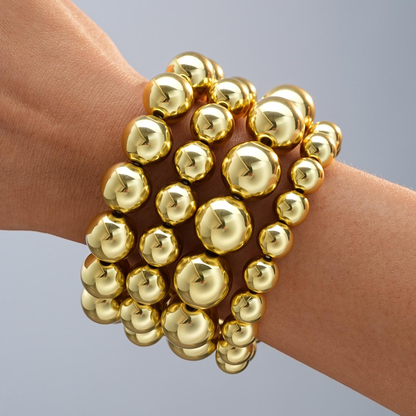 

4Pcs Chunky Ball Beaded Bracelet Set For Women Fashion Stacked CCB Wristband Trendy Party Wedding Daily Wear Jewelry Gifts 2026