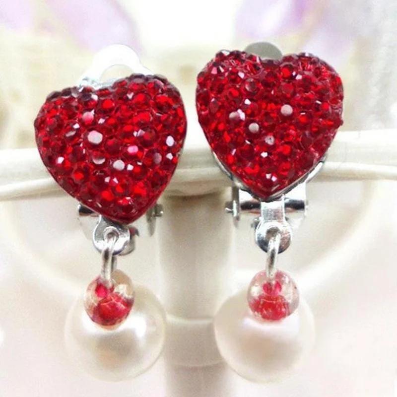 Girls Fashion Diamond Twinkle Earrings Jewelry Fancy Children's Ear Clip Princess No Pierced Female Earrings Flashing Accessorie