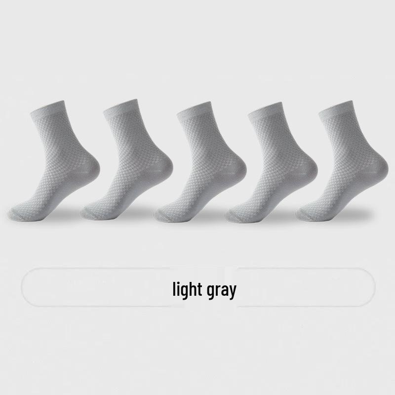 Men's Bamboo Fiber Mid-Calf Socks - Breathable, Casual, All-Season Business Style
