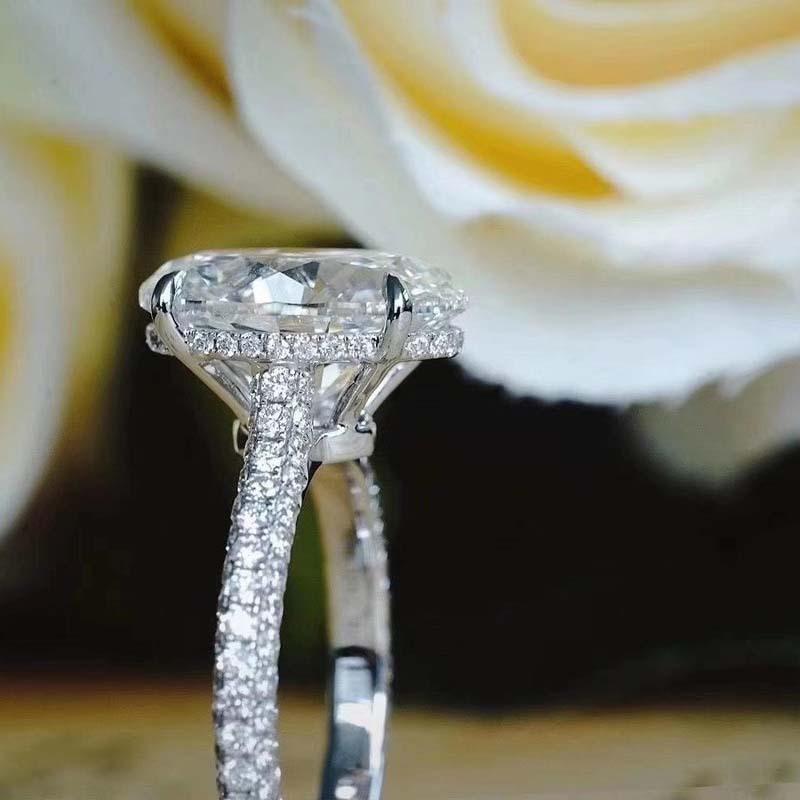 New  Sterling  Oval 4ct Lab Diamond Ring  Engagement Wedding Band Gig Stone Rings for Women Bridal Jewelry Gift
