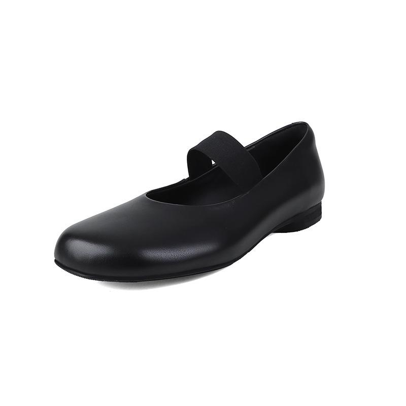 Black single shoes flat-soled French soft-soled grandma shoes versatile ballet Mary Jane shoes