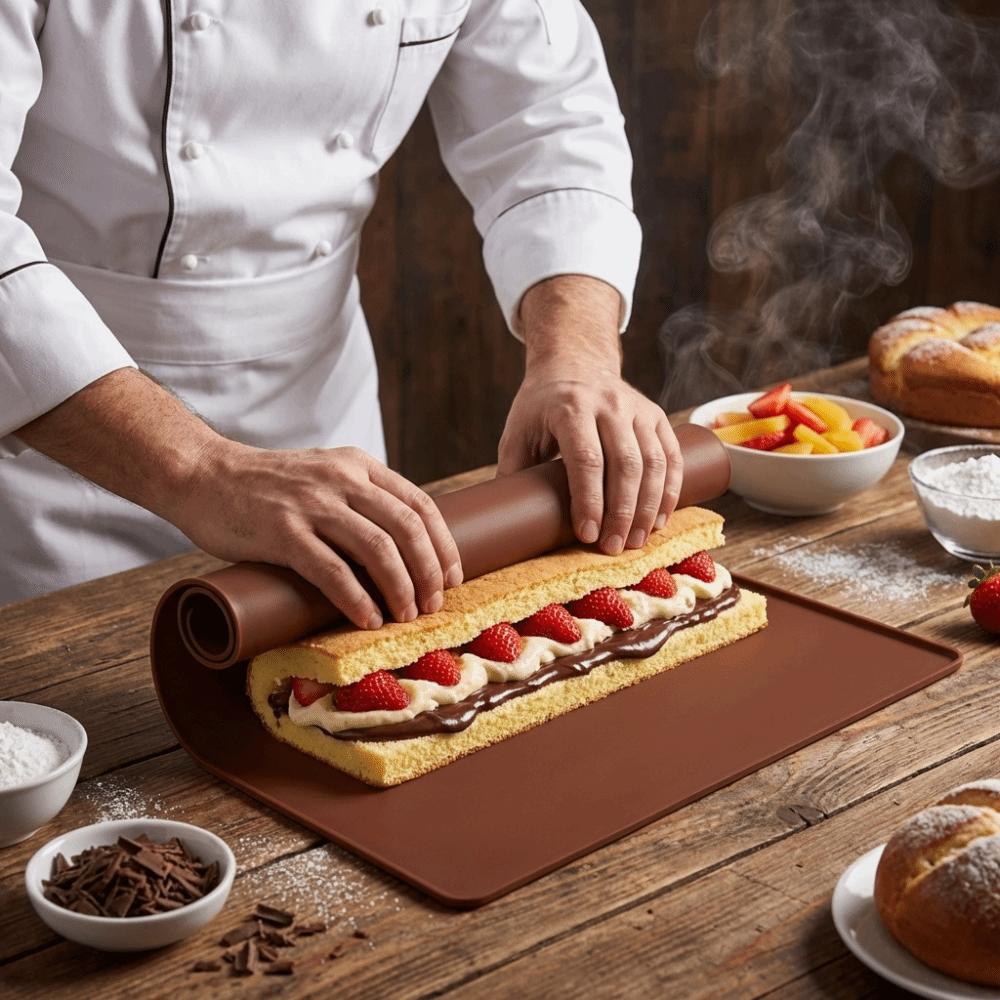 40cmx30cm Cake Roll Pad Silicone Macaron Swiss Roll Mat Silicone Baking Mat Professional Bakery