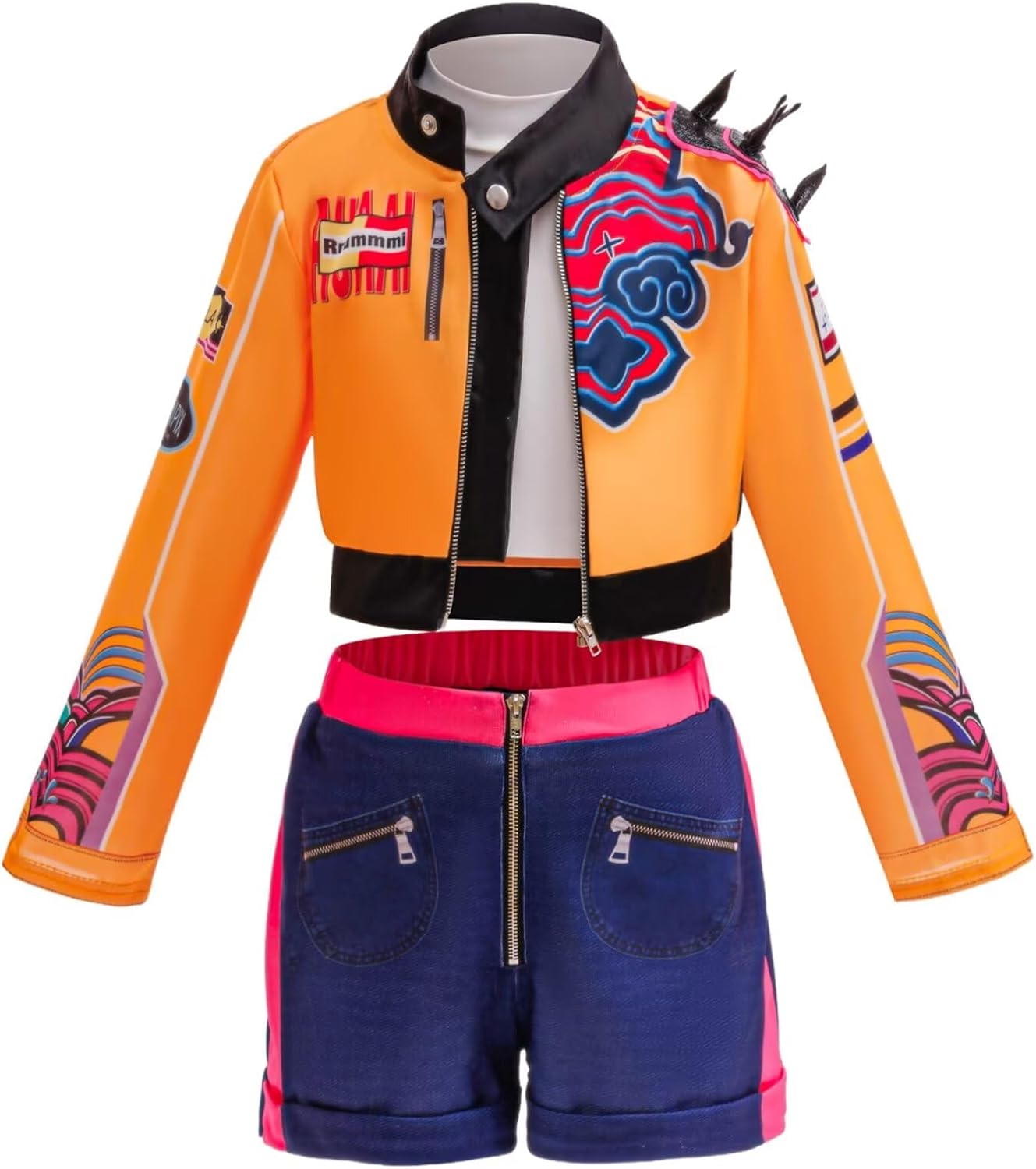 

Rumi Costume Kids Girls Pop Singer Halloween Outfit Include Jacket,Tshirt,Shorts 11-12 Years оранжевый