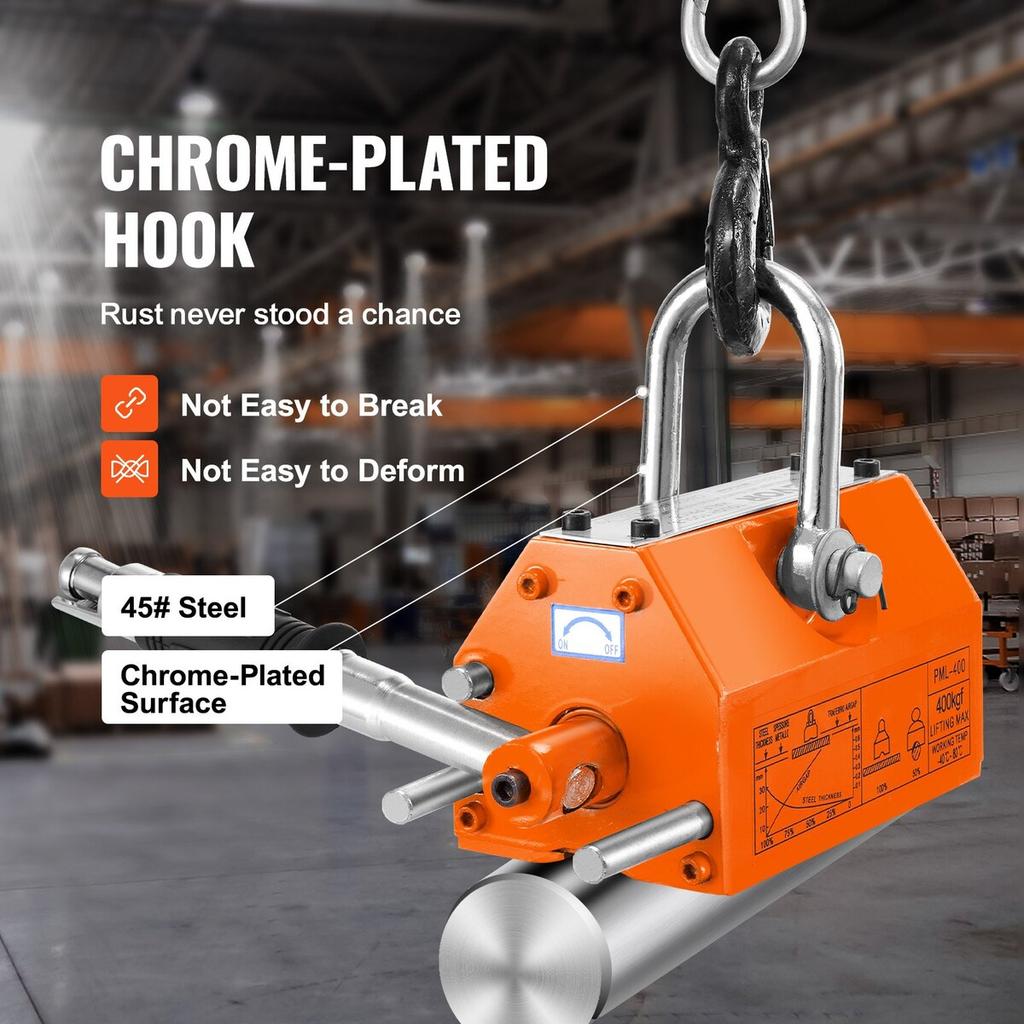 Magnetic Lifter, 880 lbs/400 kg Pulling Capacity, 2.5 Safety Factor, Neodymium & Steel, Lifting Magnet with Release, Permanent Lift Magnets, Heavy