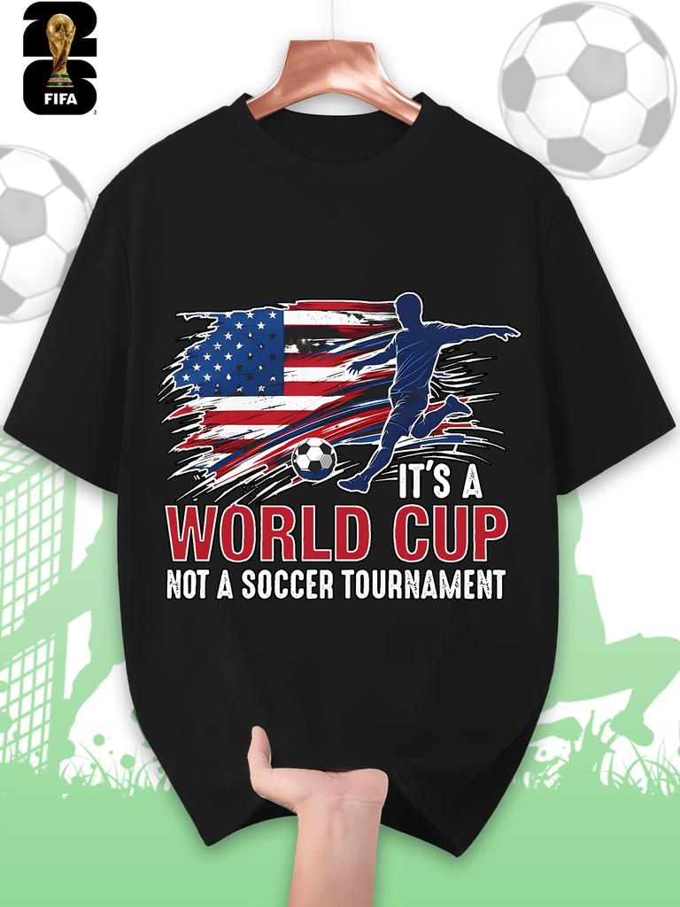 This FIFA World Cup-themed Short-sleeved T-shirt Is Designed Specifically for Men, Featuring a Crew Neck Style