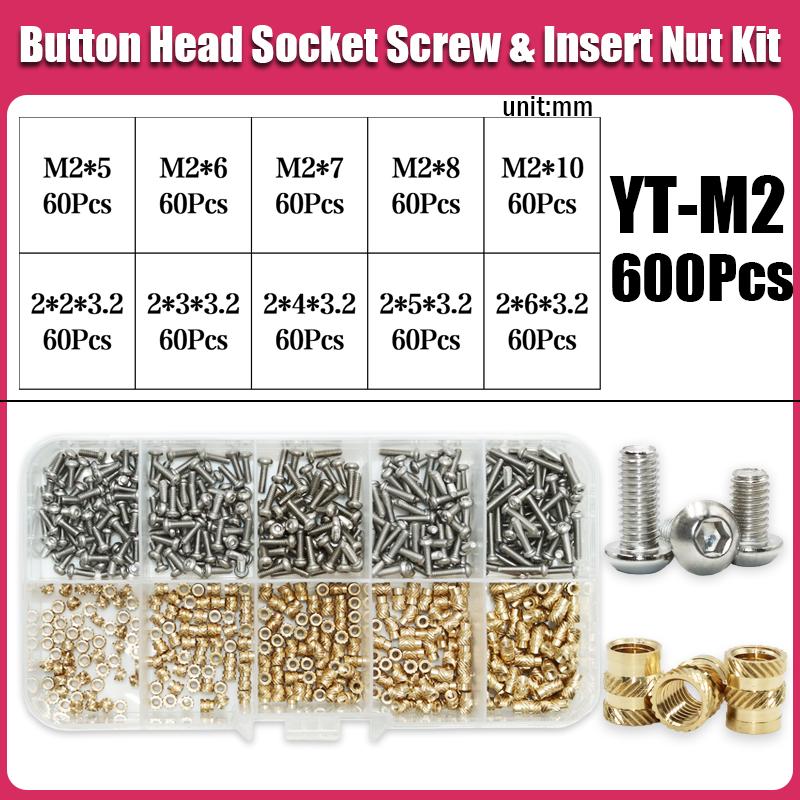 M2 M2.5 M3 M4 Heat Insert Nuts Brass and 304 Stainless Steel Hex Socket Screw Laptop Hot Melt Threaded Embedded Copper Nut Bolt