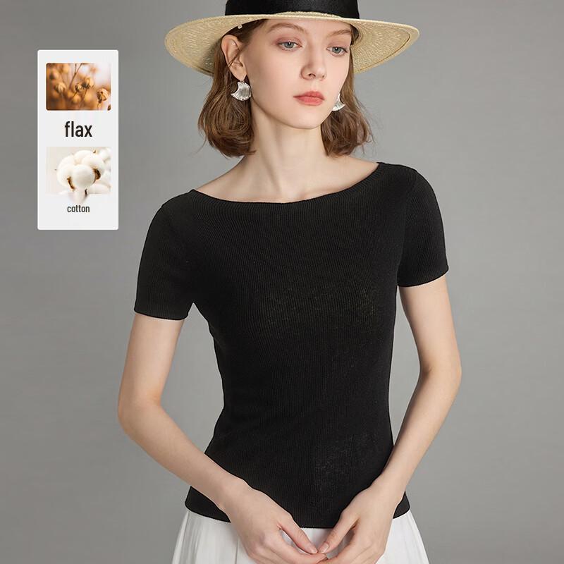 Wudao Elegant Slim-Fit Knit Bardot Top L
