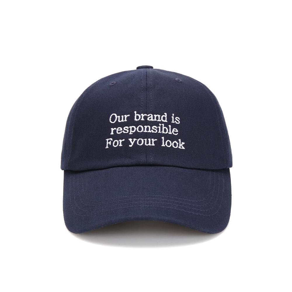 ULUK Slogan Embroidered Cotton Ball Cap_Navy