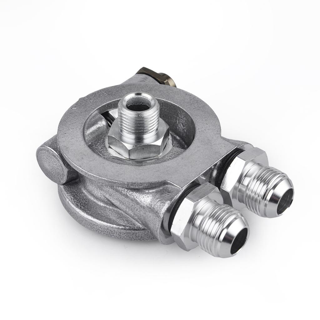 Silver Oil Sandwich Adapter Oil Sandwich Plate with Thermostat 3/4-16 UNF Adapter AN8 AN10 Fittings for choose