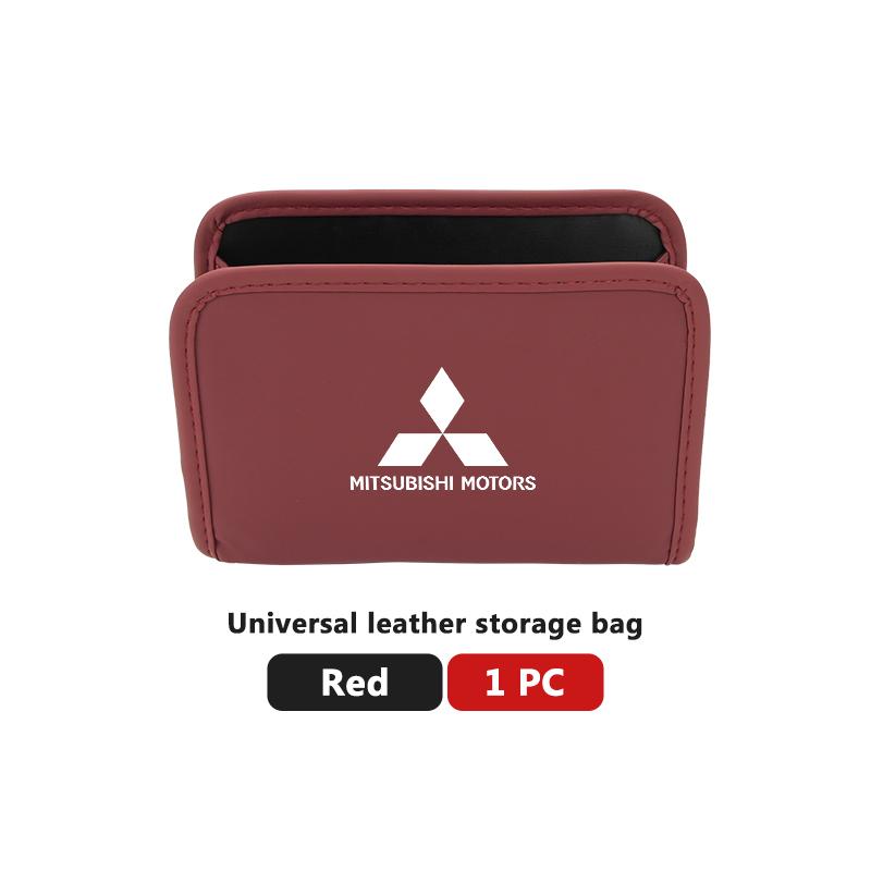 Car Leather Air Vent Hanging Organizer Phone Key Holder Storage Box For Mitsubishi Outlander Lancer L200 ASX Pajero Grandis