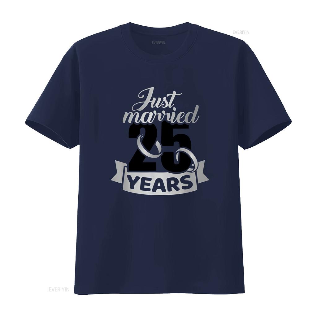 Celebrate 25 Years of Marriage with Our Just Married 25th Wedding Anniversary T Shirt vintage Washed Slightly Stretched