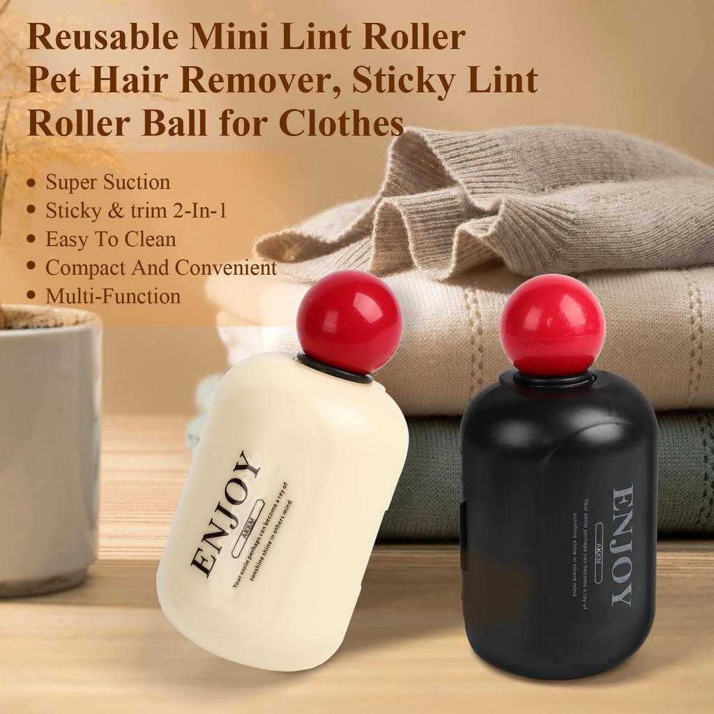 Sticky Lint Roller, 2 In1 Washable Lint Remover, Portable Reusable Mini Ball Pet Hair Remover for Clothes Furniture Dog Cat Hair