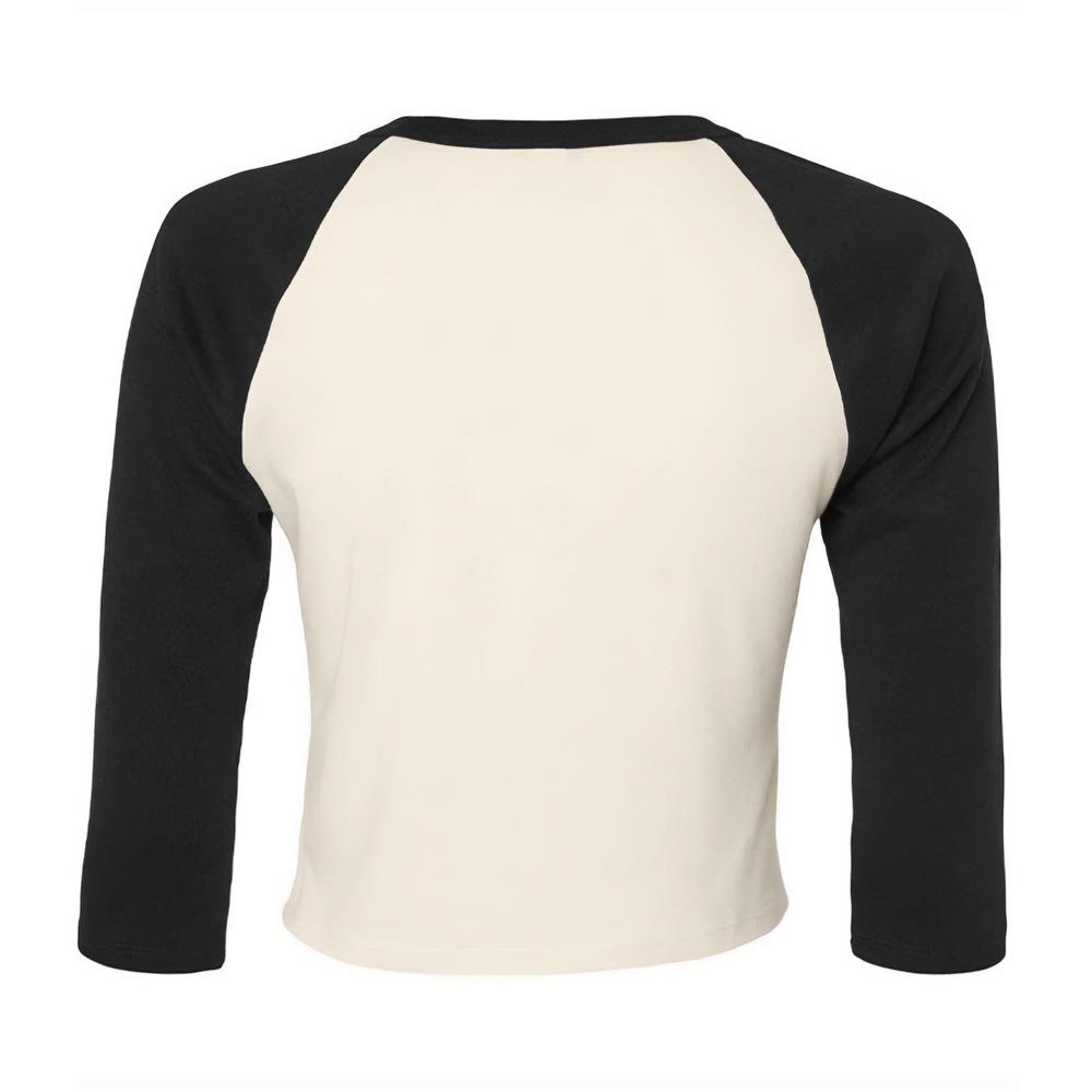 Bella + Canvas Womens/Ladies Micro-Rib Raglan 3/4 Sleeve Crop T-Shirt