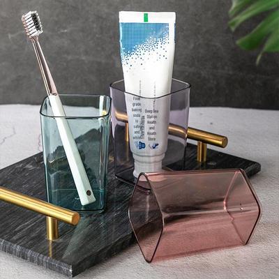 Clear Plastic Toothbrush & Mouthwash Cup - Creative, Multifunctional, Compact Design for Couples