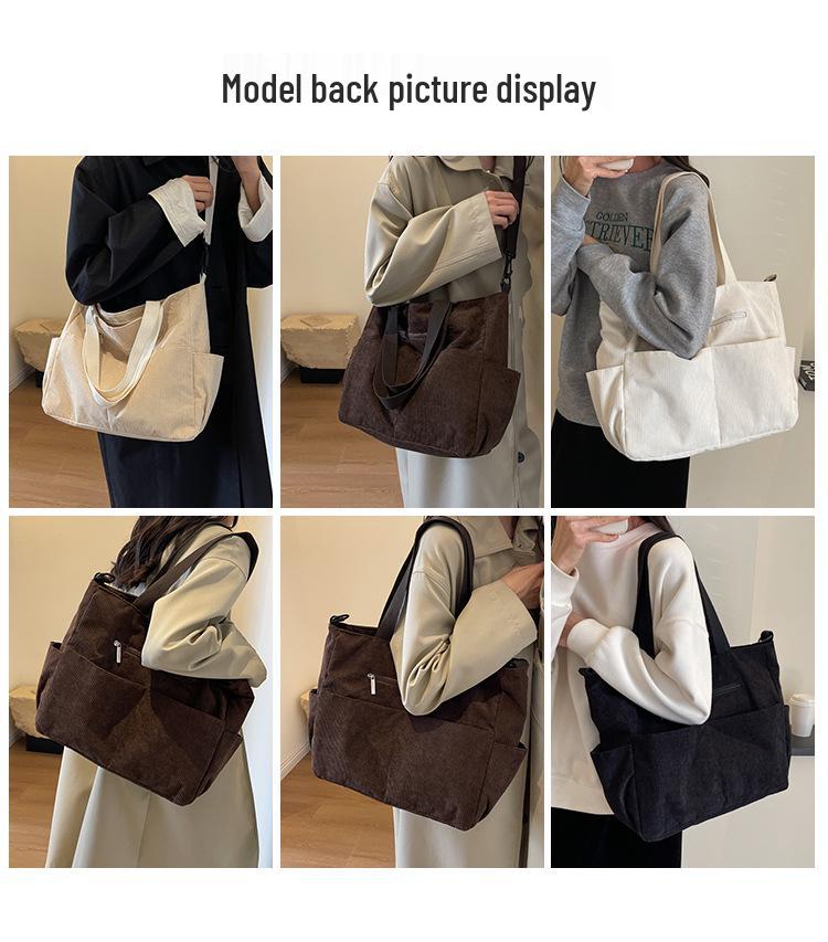High-Capacity Women's Corduroy Tote - Stylish Cross-Border Commuter & Travel Bag