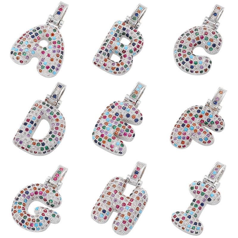 

Copper Inlaid Colored Diamonds 26 English Letter Pendant Personalized Hip Hop Fat Letter Pendant Accessories Vd1381 Z