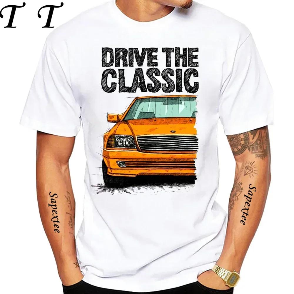New Men Short Sleeve Drive The Classic Germany Old W123 W124 R129 Tshirt Hip Hop Boy Casual White Tops 70s Vintage Car Tees