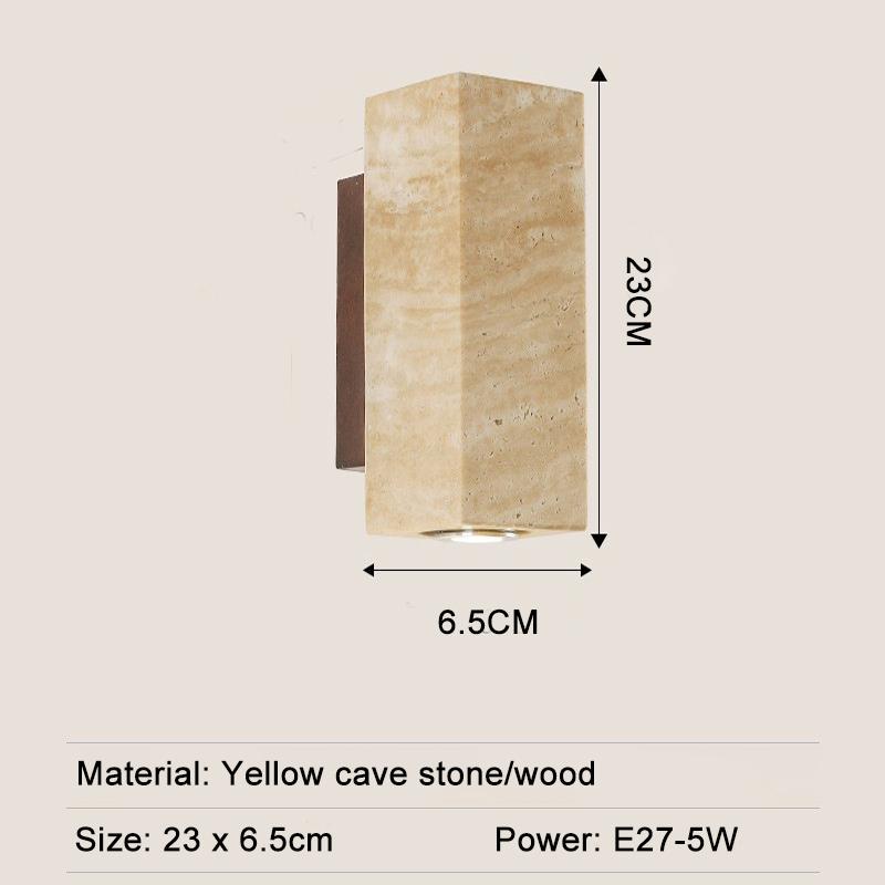 Natural Yellow Travertine Japanese Style Wabi Sabi Bedroom Bedside Lamp Homestay Living Room Villa Courtyard Balcony Wall Light