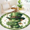Green Festival Round Area Rug,Carpet Rug for Living Room Bedroom Sofa Playroom Decor,Non slip Floor Mat