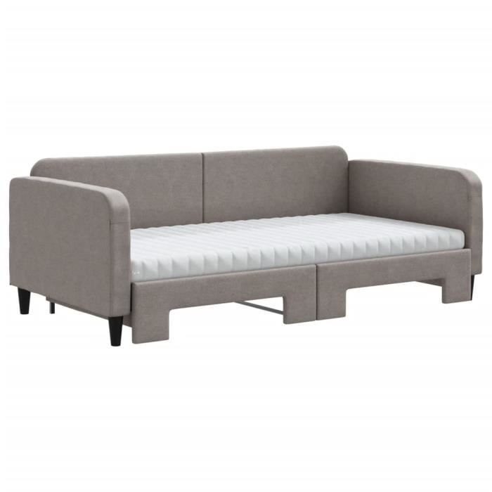 VidaXL Daybed with Trundle and Mattress Taupe 100x200 Cm Fabric 3196842