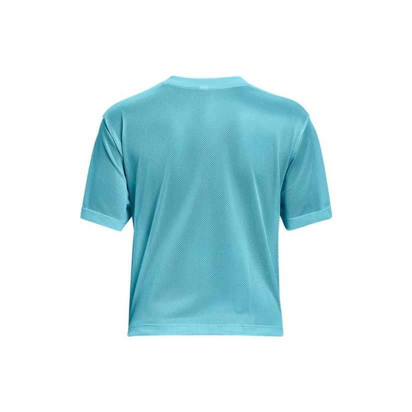 Under Armour Solid Color Short Sleeve Mesh Training T-Shirt Women tops Blue 1371072-293
