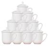 Taoxianghui Ceramic Mug with Lid Set, 10-Pack Pure White Meeting Cups for Business Meetings And Office Use