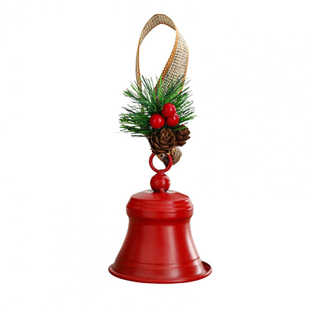 Christmas Bell Decoration Classic Design Christmas Clock Rustic Metal Christmas Bell Ornaments with Pine for Tree Door